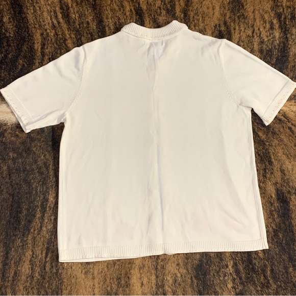 Koret size Medium white short sleeve button up lightweight sweater with collar - Picture 9 of 9